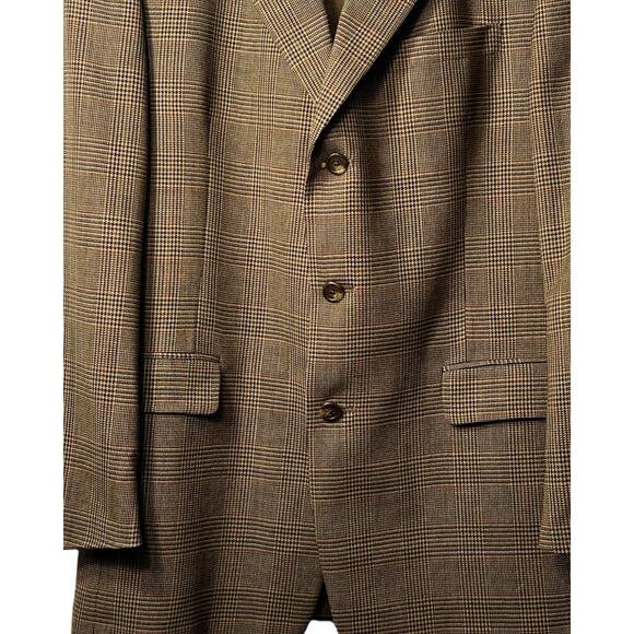 Burberrys Harris Plaid Wool Blazer Mens Size 40R Brown Tan Pristine Vintage 80s - Picture 4 of 10